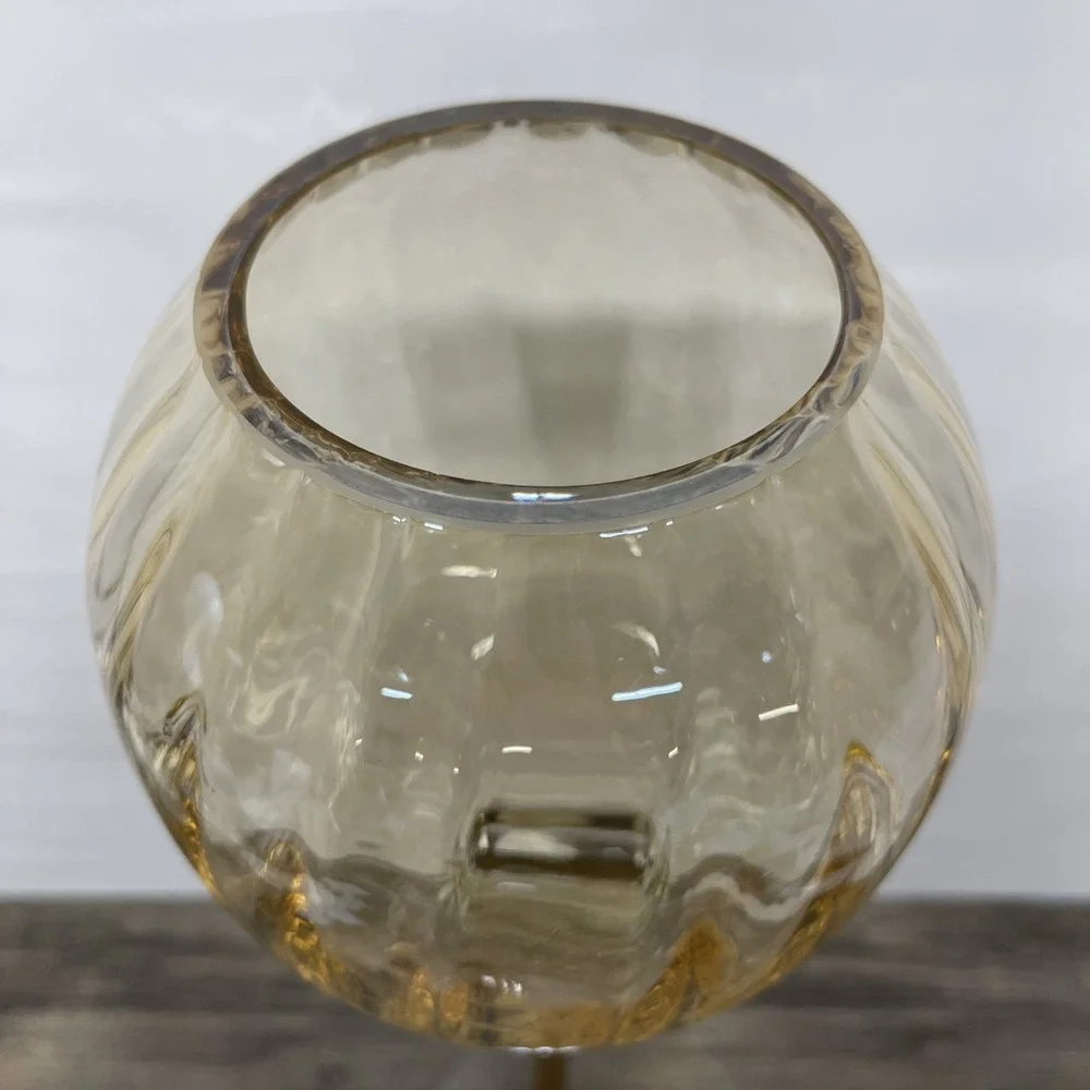 Vintage Amber Gold Art Glass Tall Stem Hurricane Candle Holder 19